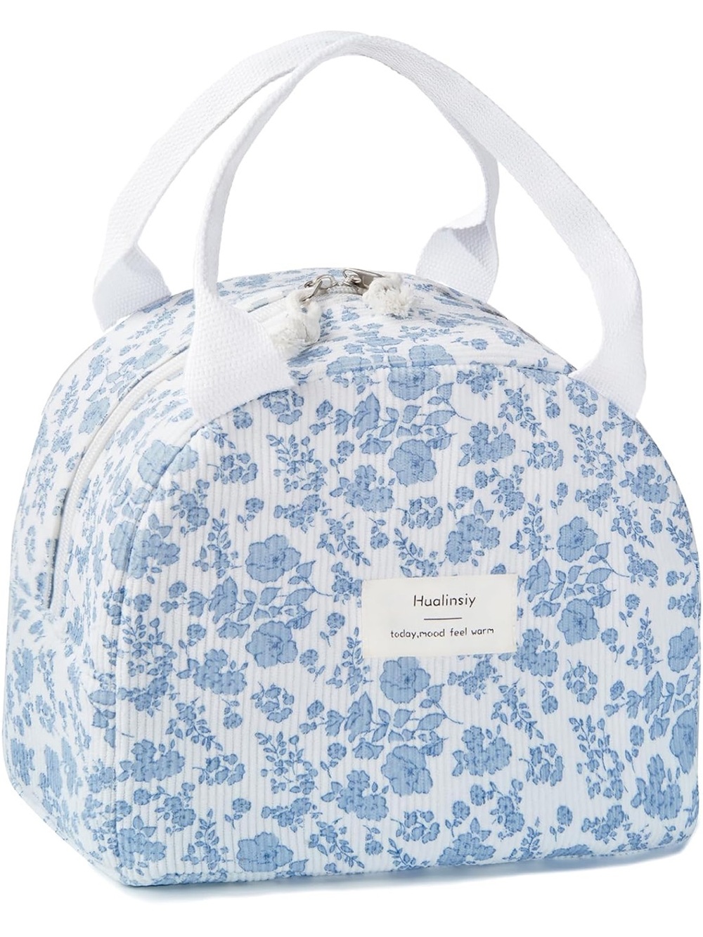 Blue Floral Insulated Lunch Bag for Women